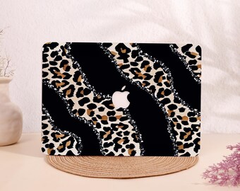 Custom Leopard Print With Scattered Diamonds Pattern MacBook Case - Art Sketch Mac Protective Cover