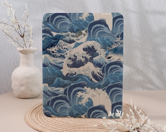 Ocean Wave Art Style Personalized iPad Case,customized Gift，For iPad 10.9 10.5 10.2 Air1 2 3 4 5 6 Pro 2018 2021 2022 2024 Mini1/2/3/4/5/6/7