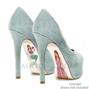 Custom hand painted Little Mermaid pumps Modern Ariel & Legs