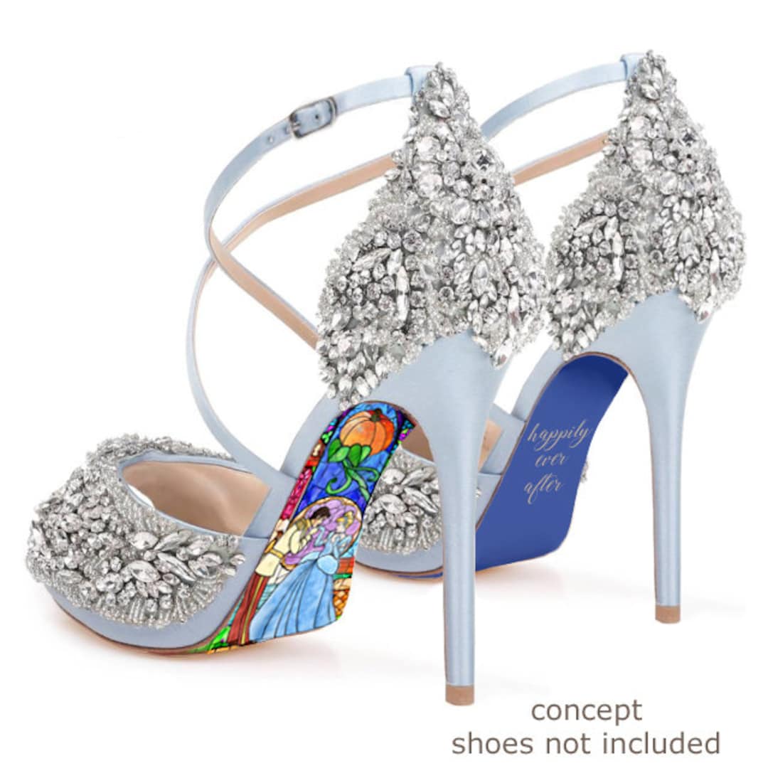 Custom Hand Painted Cinderella Stained Glass Heels