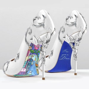 Custom hand painted Sleeping Beauty Stained Glass heels