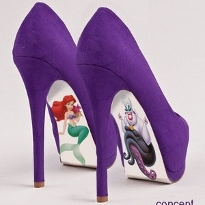 Custom hand painted Little Mermaid pumps Ariel & Ursula