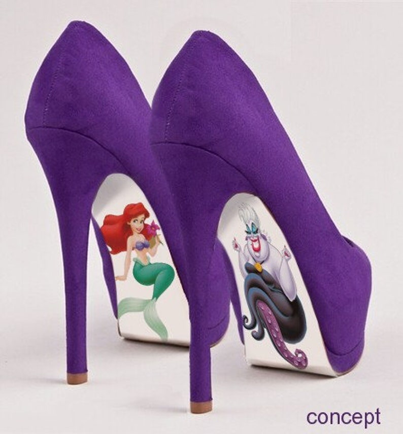 Custom hand painted Little Mermaid pumps Ariel & Ursula