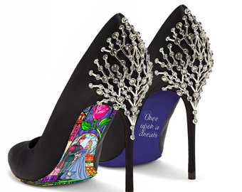 Custom hand painted Sleeping Beauty Stained Glass heels