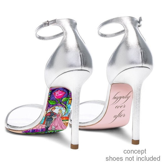 Custom hand painted Sleeping Beauty Stained Glass heels