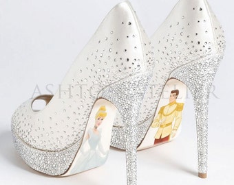 Custom hand painted Sleeping Beauty Stained Glass heels