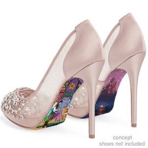 Custom hand painted Stained Glass Rapunzel heels