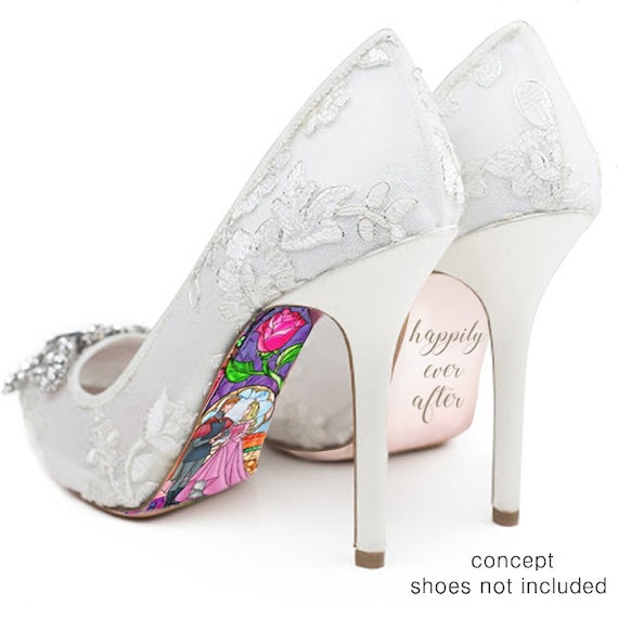 Custom hand painted Sleeping Beauty Stained Glass heels