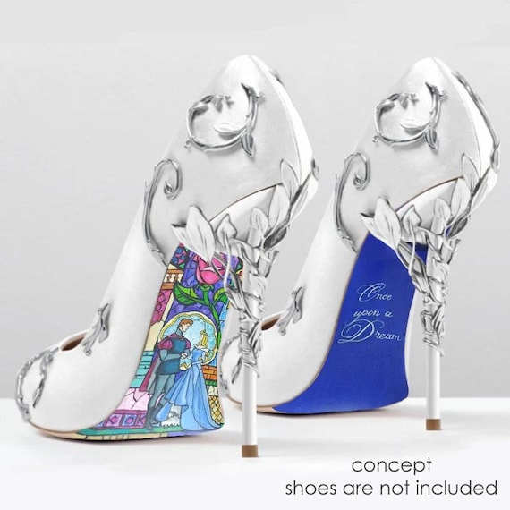 Custom hand painted Sleeping Beauty Stained Glass heels