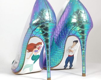 Custom hand painted Little Mermaid pumps