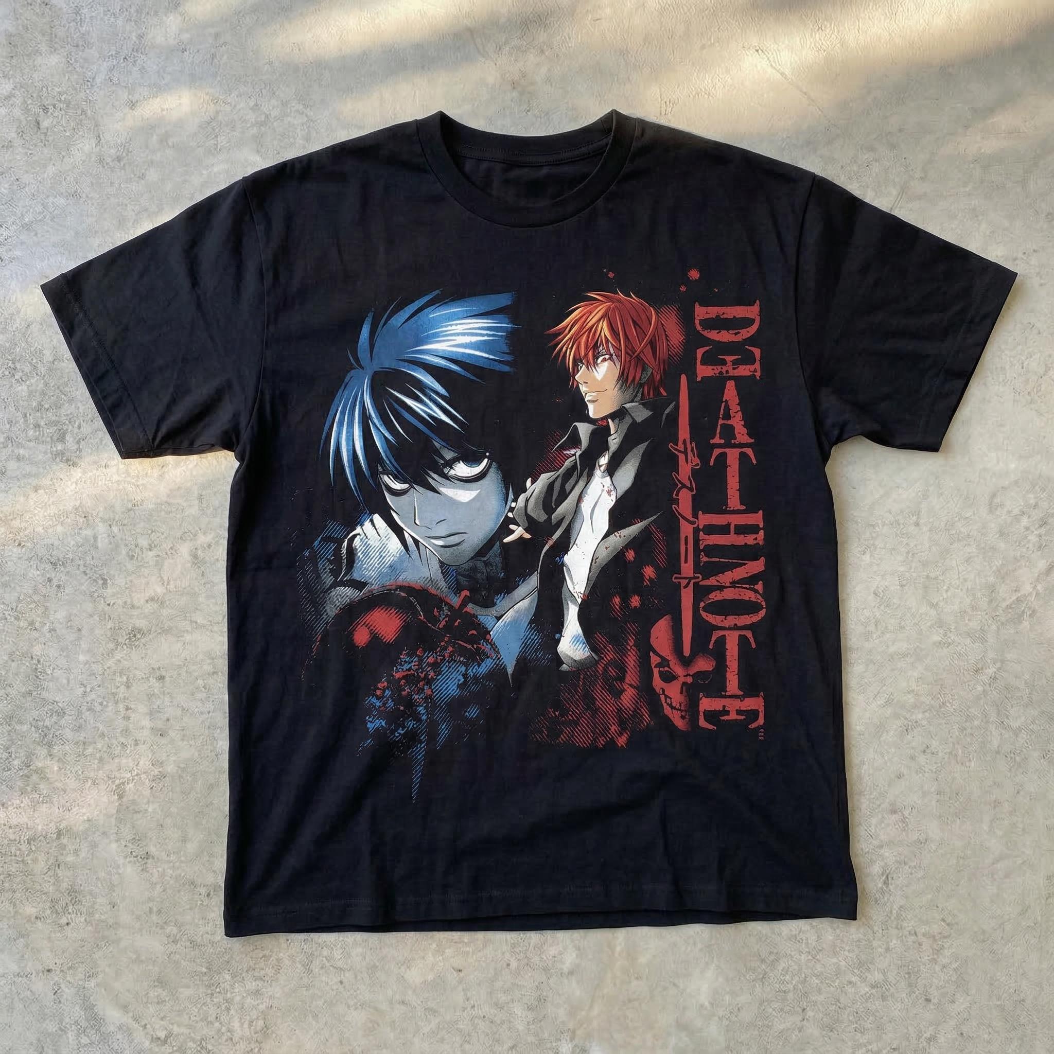 Death Note Chained Notes: T-shirt Uomo 100% Cotone Nera, Con Light E L, Licenza Ufficiale - 2