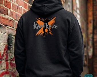 Orange Kamikaze Skateboard X Rider Hoodie | Skateboarding Extreme Sports Unisex Sweatshirt