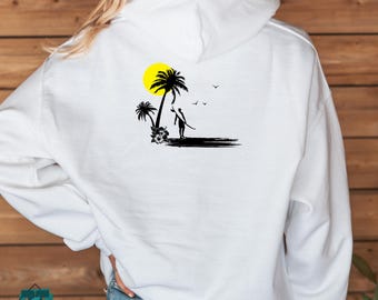 Gul Sun Surf-hoodie | Unisex-hoodie, design i ö-stil