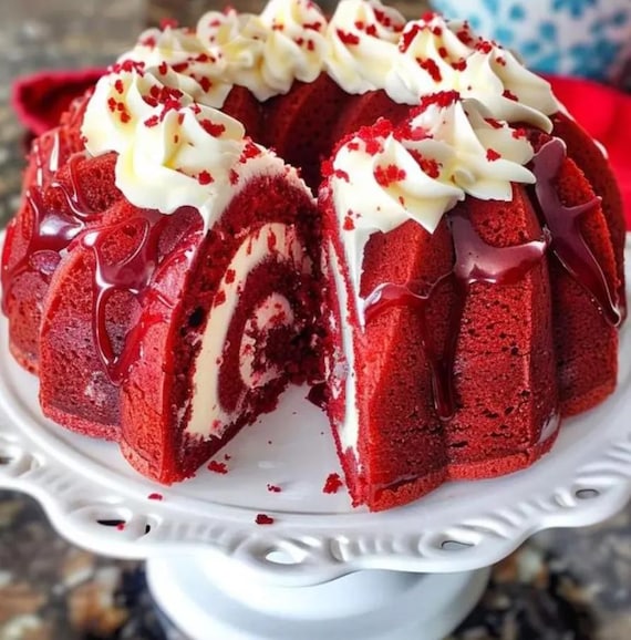 Red Velvet Cheesecake Bundt Cake Recipe (instant Download)