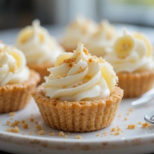 Recept pdf-bestand met mini-bananenroomtaartjes zonder te bakken | Makkelijk hapklaar dessert | Feestelijke favoriete traktatie | Directe digitale download | Afdrukbaar recept
