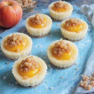 Best Mini Peach Cobbler Käsekuchen Rezept - Sofortiger PDF-Download, einfaches mundgerechtes Dessert, südlich inspirierte Süße Leckerei