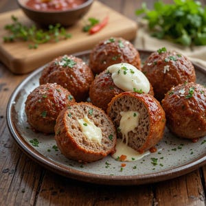 Receita fácil e premiada de almôndegas de mussarela | Download instantâneo em PDF digital | Almôndegas italianas recheadas | Comida caseira favorita