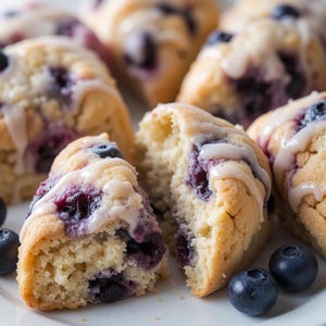 La migliore ricetta per biscotti dolci ai mirtilli con glassa al limone / Delizioso dolcetto per la colazione / Download istantaneo del PDF digitale