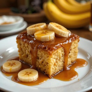 Recept voor beste bananenbroodpudding – directe pdf-download, gekarameliseerde bananendessert, gemakkelijke traktatie in zuidelijke stijl