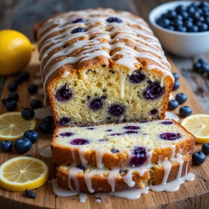 Ricetta del pane dolce al limone e mirtilli in PDF / Pane alla frutta umido / Dessert primaverile facile o brunch / Download digitale istantaneo / Ricetta stampabile