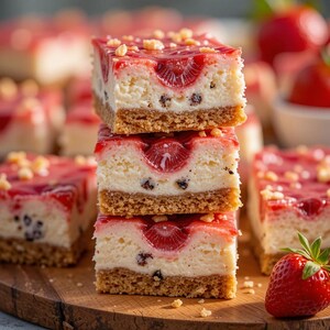 Strawberry Cheesecake Bars Recipe: Golden Oreo Crust (Instant PDF Download)