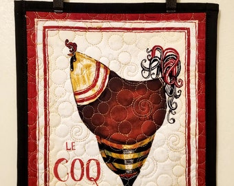 Mini Art Quilt Fancy French Hens