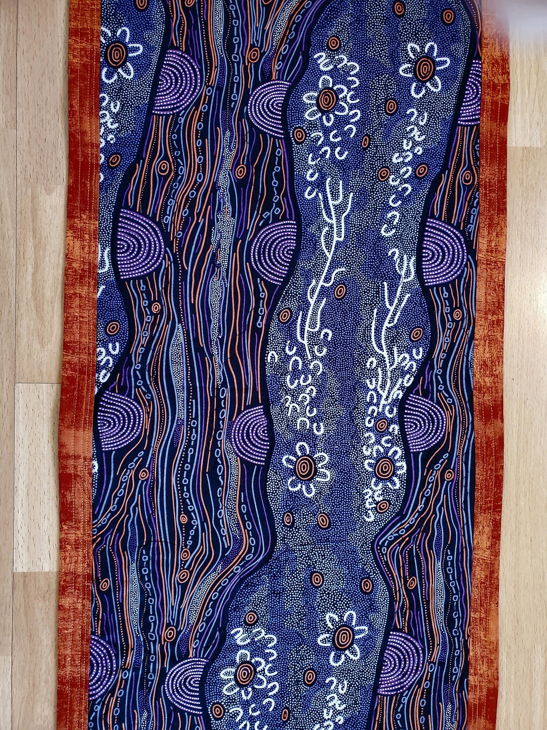 Quilted Table Runner Art Quilt Ethnic Wall Hanging River Long Etsy