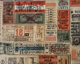 Tim Holtz Eclectic Elements Fabric Tickets 1 Yard