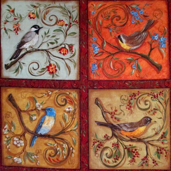 Paris Song Bird Fabric Quilt Panel