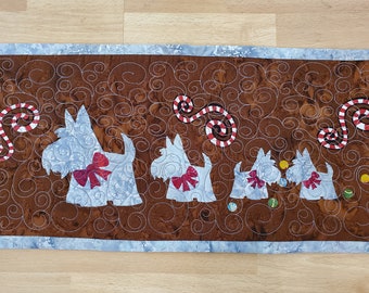 Quilted Table Runner Scottie Dog