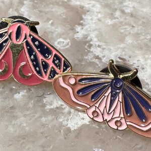 moth enamel pins set of two
