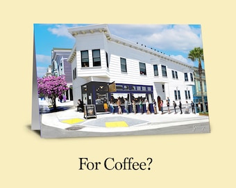 For Coffee? Greeting Card - Single folded blank card