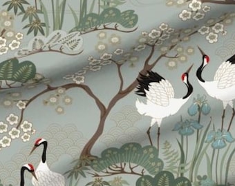 Cascade Roman Shade - Handmade using "Japanese Garden Sage" Cotton Fabric designed by juditgueth