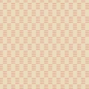 May include: Cream-colored fabric with a repeating pattern of horizontal, light red rectangles arranged in a grid. The rectangles are composed of three parallel lines. The fabric is measured in inches along the bottom edge.