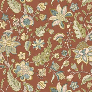 Cascade Roman Shade - Handmade using &quot;Newnham - Terra Cotta - Caspian&quot; Fabric by Sanderson&quot; Cotton Fabric. Handcrafted window treatments