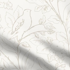 Cascade Roman Shade - Handmade using &quot;Birds in the Vines - Oatmeal&quot; Cotton Fabric. Handcrafted window treatments for Nursery