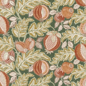 Cascade Roman Shade - Handmade using &quot;Cantaloupe - Forest - Caspian&quot; Fabric by Sanderson&quot; Cotton Fabric. Handcrafted window treatments