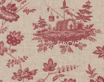 Bed Linens - Handmade using "Fleur De Paris - Mochi Pearl Gara - Jardinage Florals Scenic" Toile Cotton fabric by French General