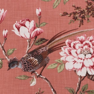 Cascade Roman Shade - Handmade using &quot;Joy Bird - Clay&quot; Cotton Upholstery Fabric. Handcrafted window treatments