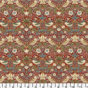 One Curtain Panel or Valance - Handmade using &quot;Mini Strawberry Thief - Red&quot; Fabric designed by William Morris & Co. - Window Treatments