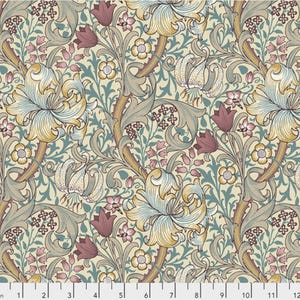 Cascade Roman Shade - Handmade using &quot;Golden Lily - Dusk&quot; Fabric designed by William Morris & Co. - Window Treatments, made in Ohio