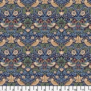Cascade Roman Shade - Handmade using "Mini Strawberry Thief - Navy" Fabric designed by William Morris & Co. - Window Treatments