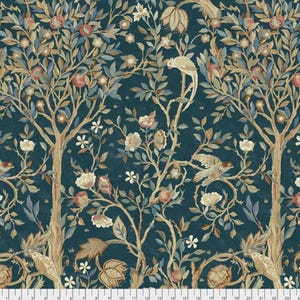 Cascade Roman Shade - Handmade using &quot;Melsetter - Indigo&quot; Fabric designed by William Morris & Co. - Window Treatments, made in Ohio