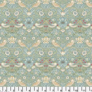 Cascade Roman Shade - Handmade using "Mini Strawberry Thief - Aqua" Fabric designed by William Morris & Co. - Window Treatments