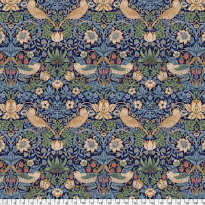 Cascade Roman Shade - Handmade using "Strawberry Thief - Navy" Fabric designed by William Morris & Co. - Window Treatments