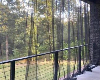 Sheer Outdoor Curtain Panel - Handmade using "no-see-um/mosquito netting" Fabric - Patio enclosing curtain panels - Made to Order in Ohio
