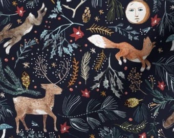 Tree Skirt - Handmade using "Silent Night Midnight" Velvet Fabric - Handcrafted in Ohio. Circular tree skirt featuring animals