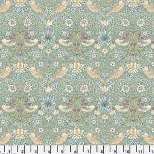One Curtain Panel or Valance - Handmade using &quot;Mini Strawberry Thief - Aqua&quot; Fabric designed by William Morris & Co. - Window Treatments