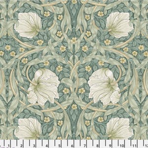 Cascade Roman Shade - Handmade using "Small Pimpernel - Olive" Fabric designed by William Morris & Co. - Window Treatments