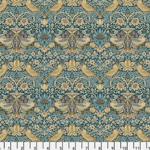 Cascade Roman Shade - Handmade using &quot;Mini Strawberry Thief - Teal&quot; Fabric designed by William Morris & Co. - Window Treatments